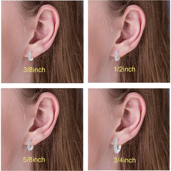 Sterling Silver Moissanite Huggie Hoop Earrings for Women, 1ct, 1/2in, Hypoaller